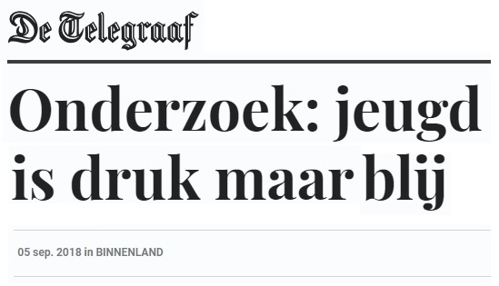 Onderzoek: jeugd is druk maar blij